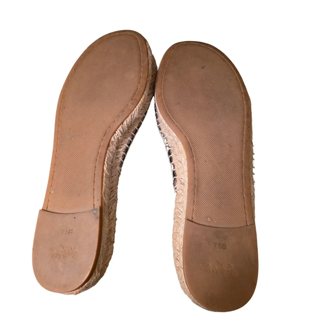 Coach Claudia Black Leather Espadrille Slide Sandals A01973 Womens 7.5B